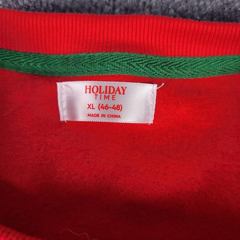 Holiday Time Mens XL Santa VIP Light Up Ugly Christmas Sweater Red Fleece NWT - Picture 5 of 8